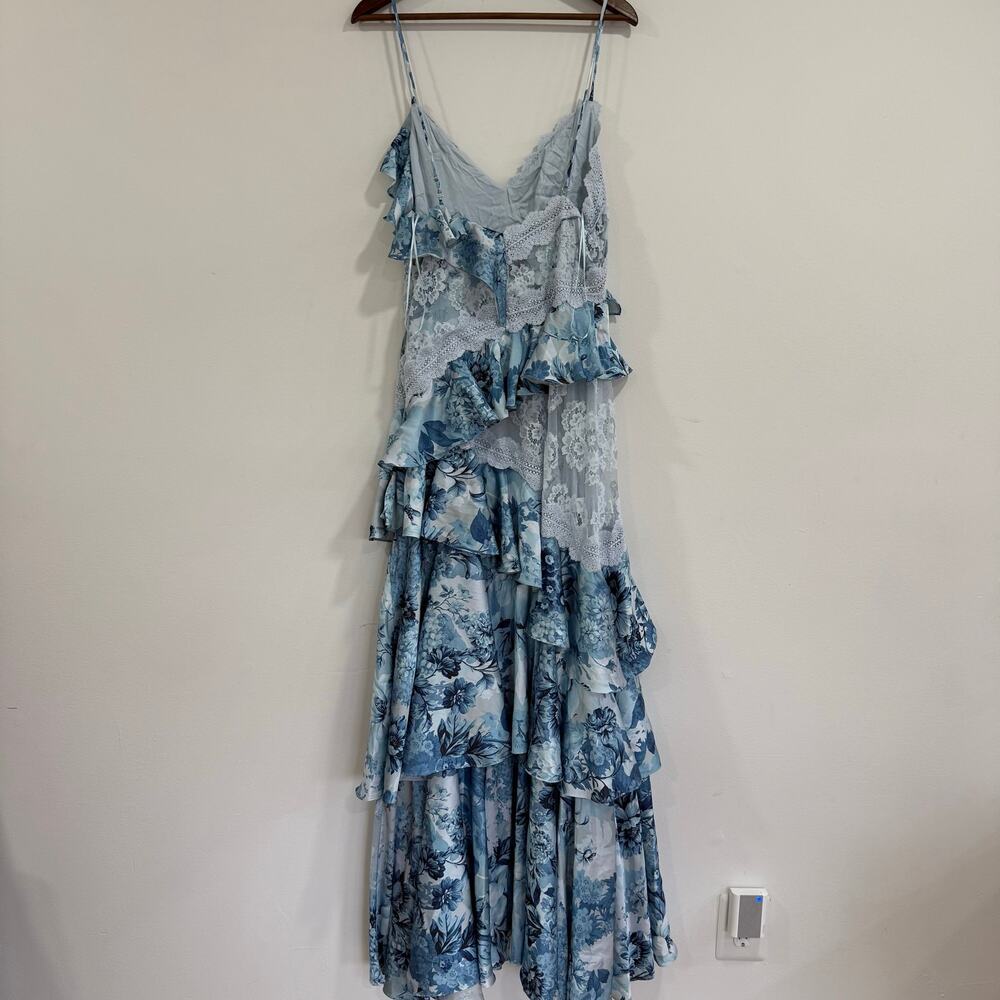 BHLDN Elora Sleeveless V-Neck Ruffle Lace Maxi Dress US 12 - Picture 7 of 10